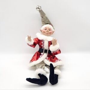 RAZ Imports Christmas Elf Figurine Porcelain Head And Hands Poseable Body